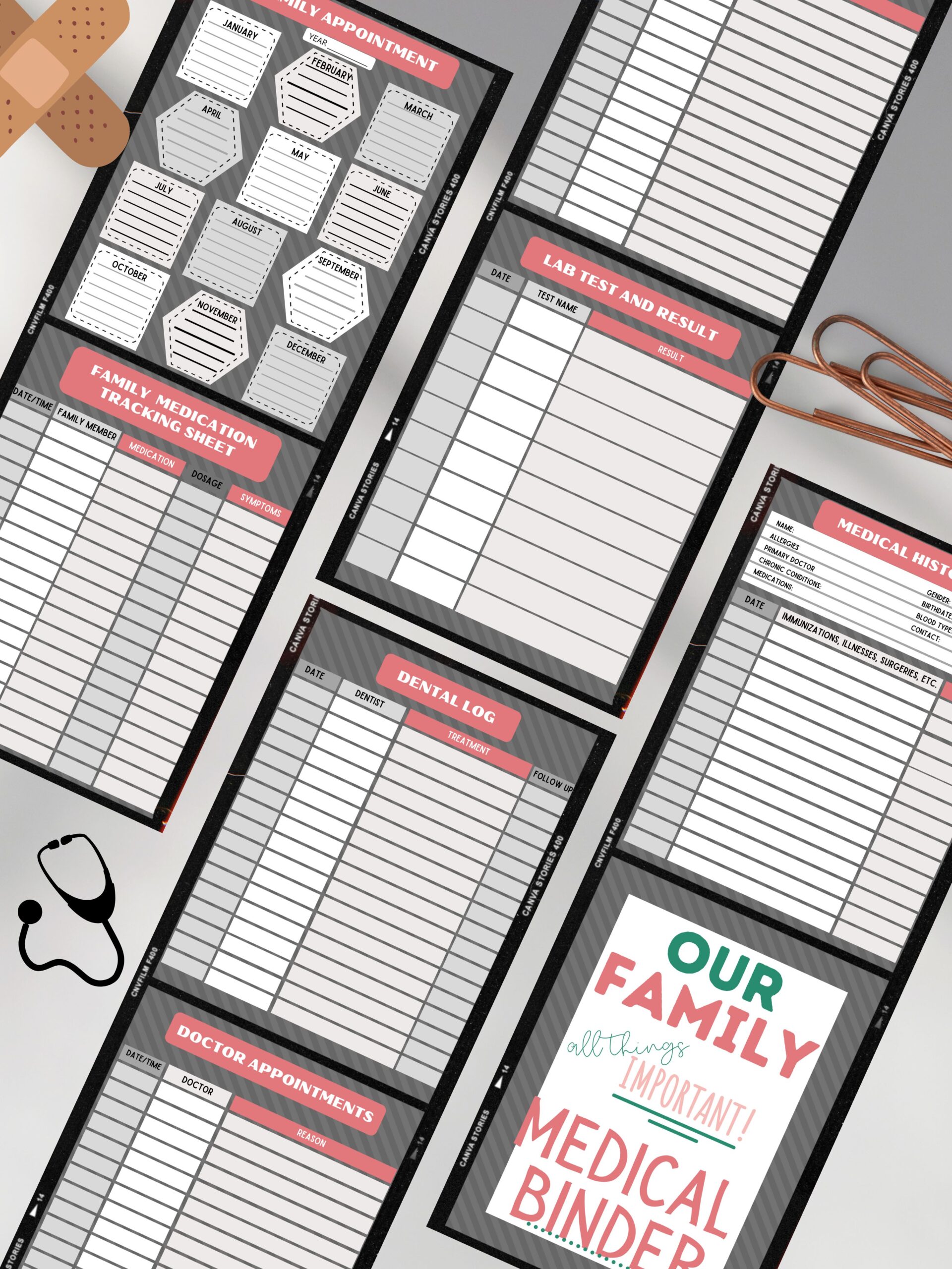 Family Medical Binder Printable Set